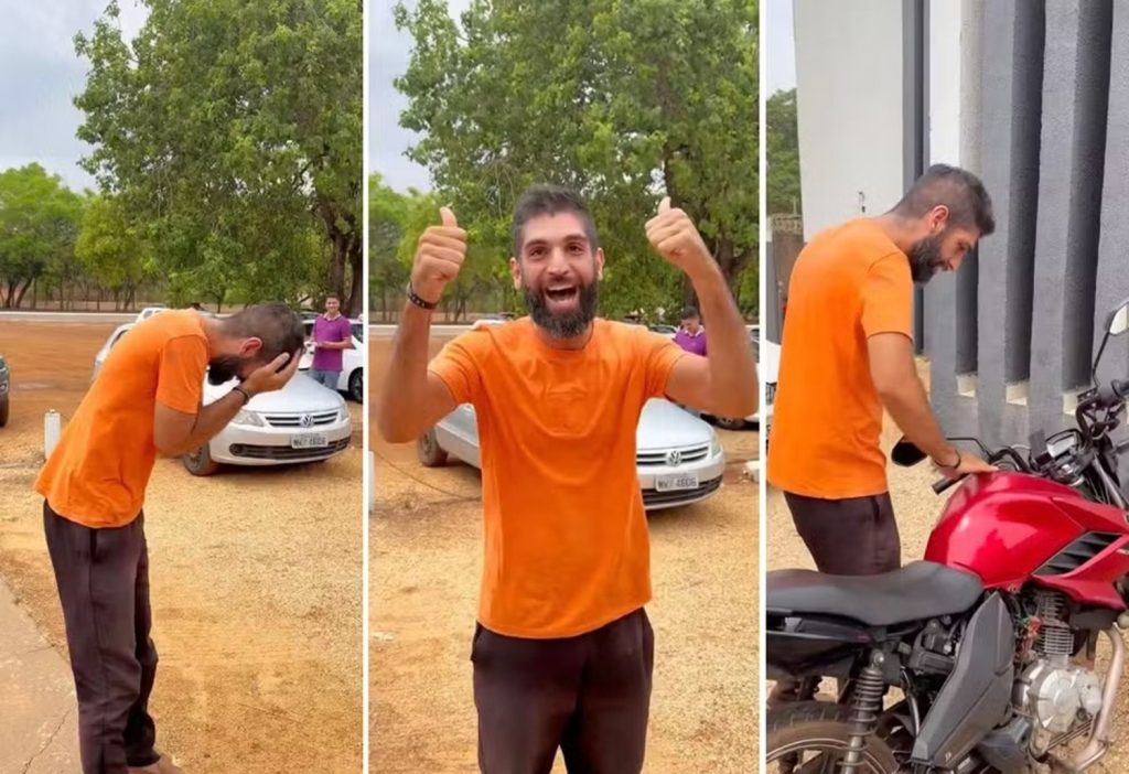 Alegria de motoboy ao conseguir recuperar moto furtada viraliza nas redes sociais: ‘Bem de trabalho e de sustento honesto’