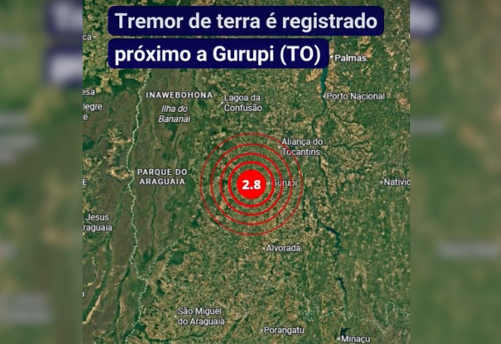 Tremor de terra de magnitude 2,8 é registrado no interior do TO, diz rede sismográfica