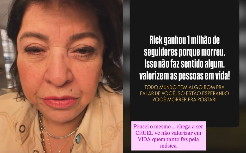 ‘Chega a ser cruel’, diz Roberta Miranda sobre 1 milhão de novos seguidores de Rick após morte