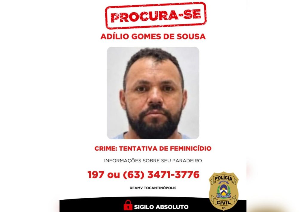 Homem procurado por tentar matar mulher a facadas dentro de hospital no TO se entrega à polícia